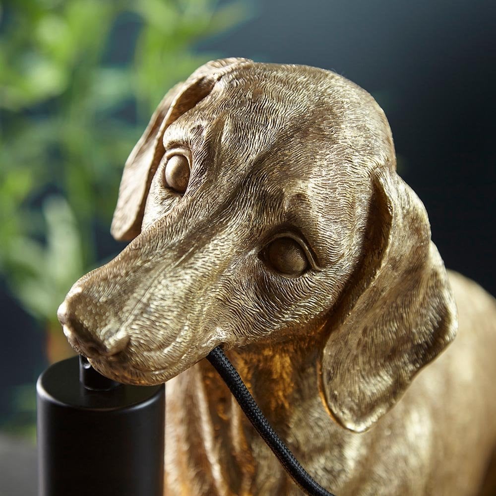 Daschund Table Lamp in Vinatge Gold