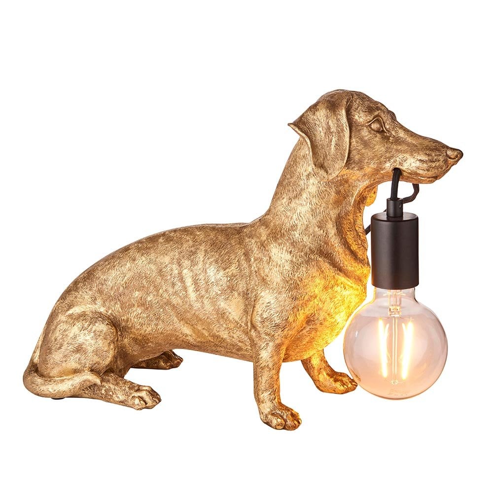 Daschund Table Lamp in Vinatge Gold