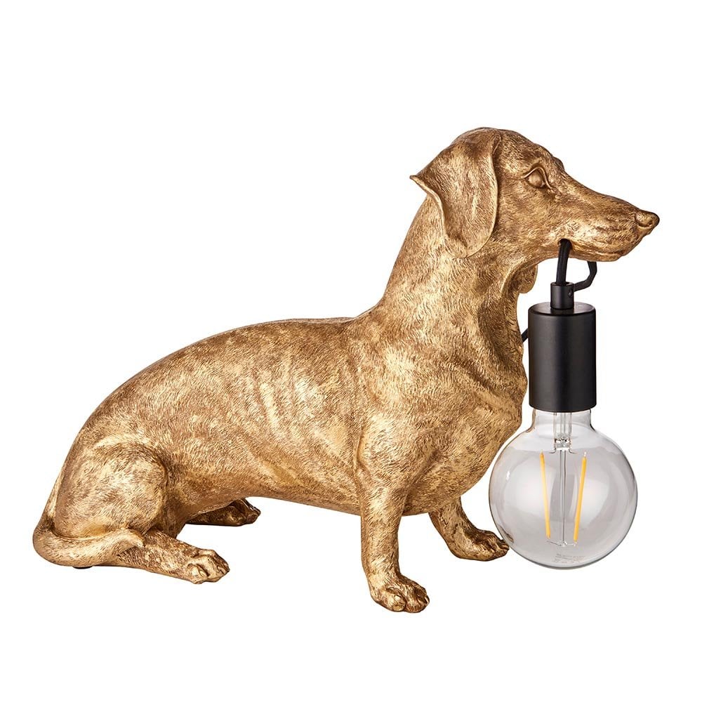 Daschund Table Lamp in Vinatge Gold