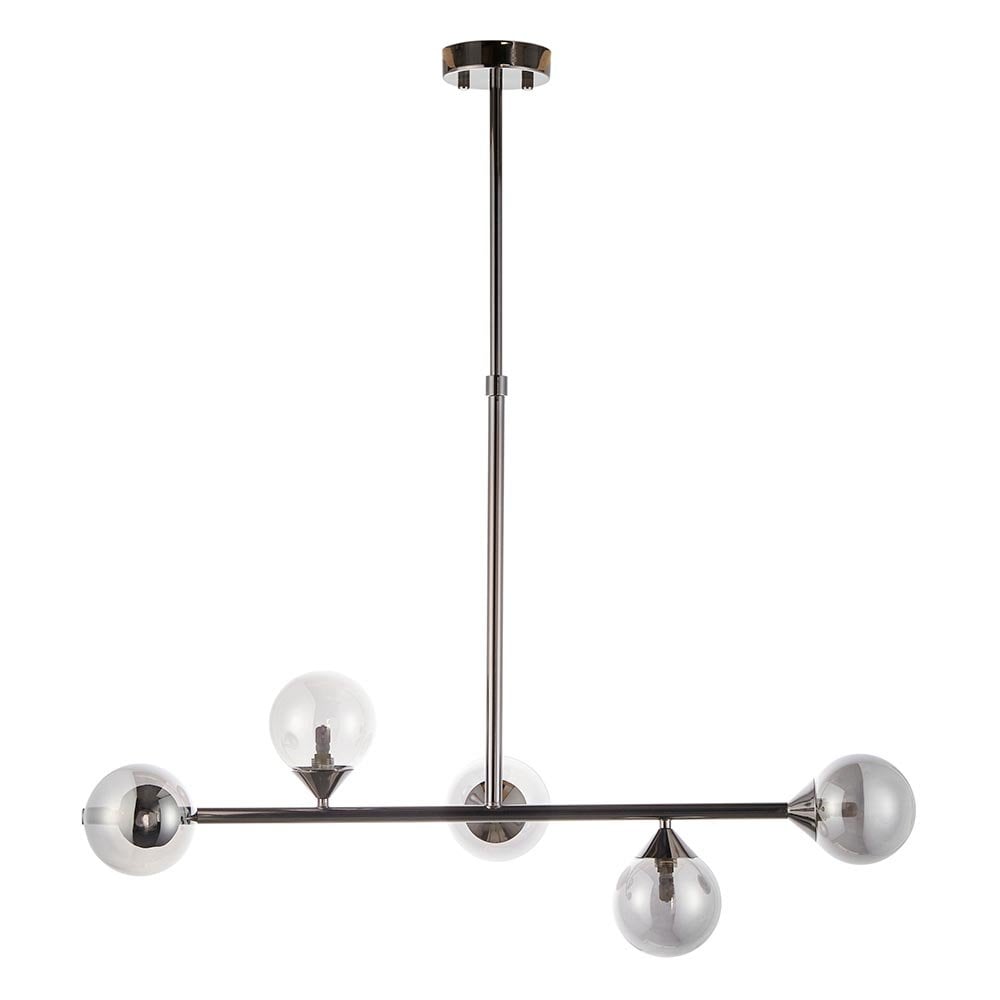 Black Linear Pendant C/W Smoked Mirror Glass Shades