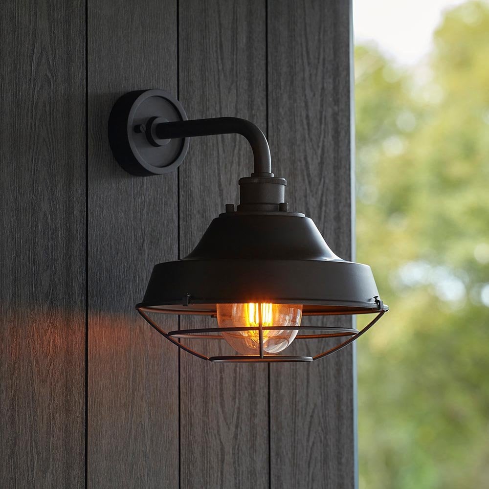 Lloyd Caged Black Outdoor Wall Light IP44