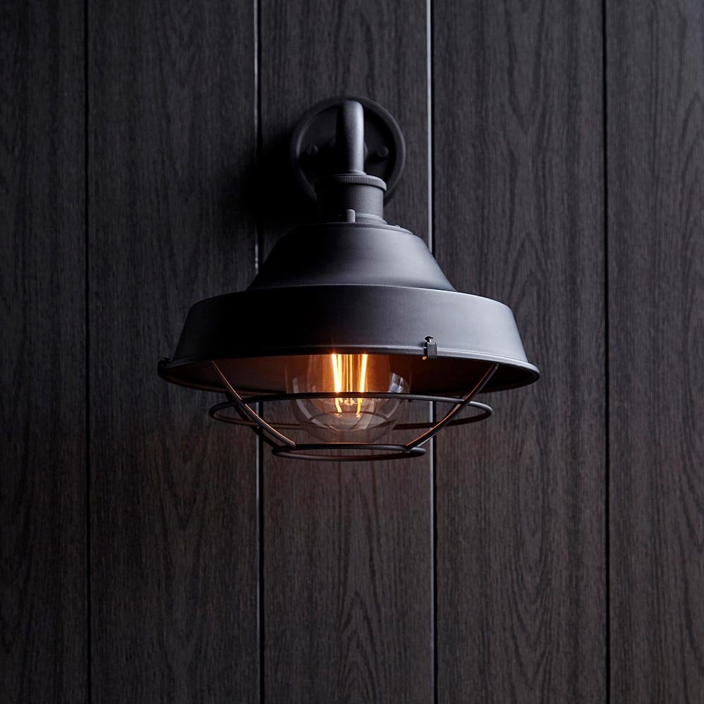 Lloyd Caged Black Outdoor Wall Light IP44