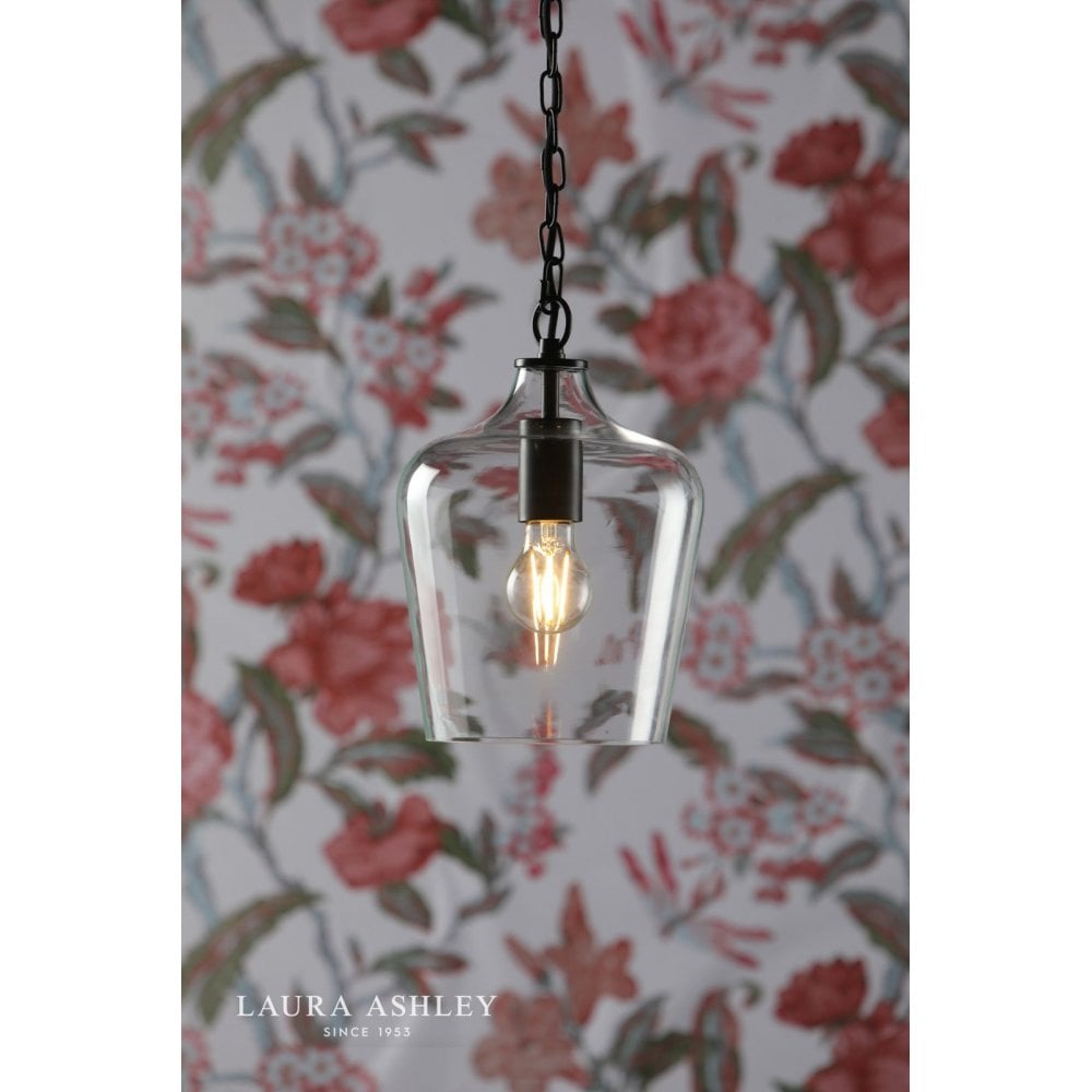 Laura Ashley Ockley Bottle Pendant Glass & Matt Black