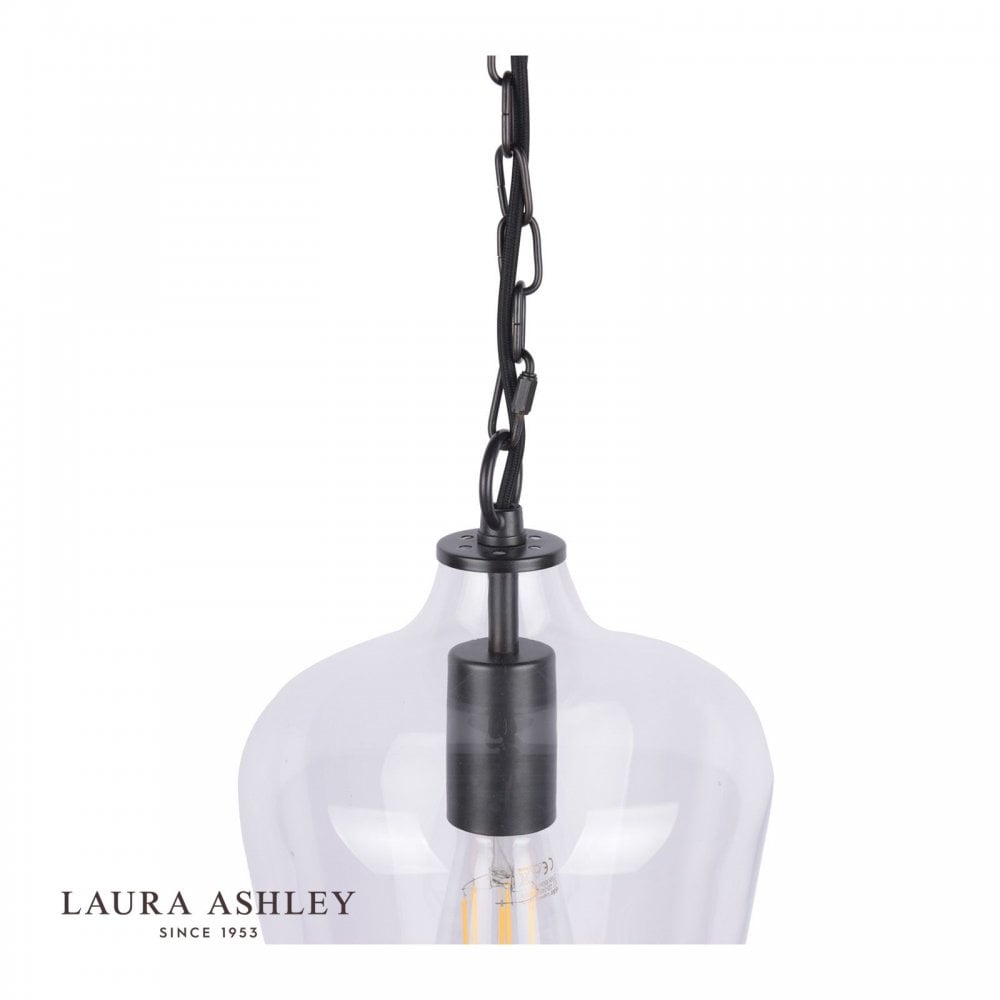 Laura Ashley Ockley Bottle Pendant Glass & Matt Black