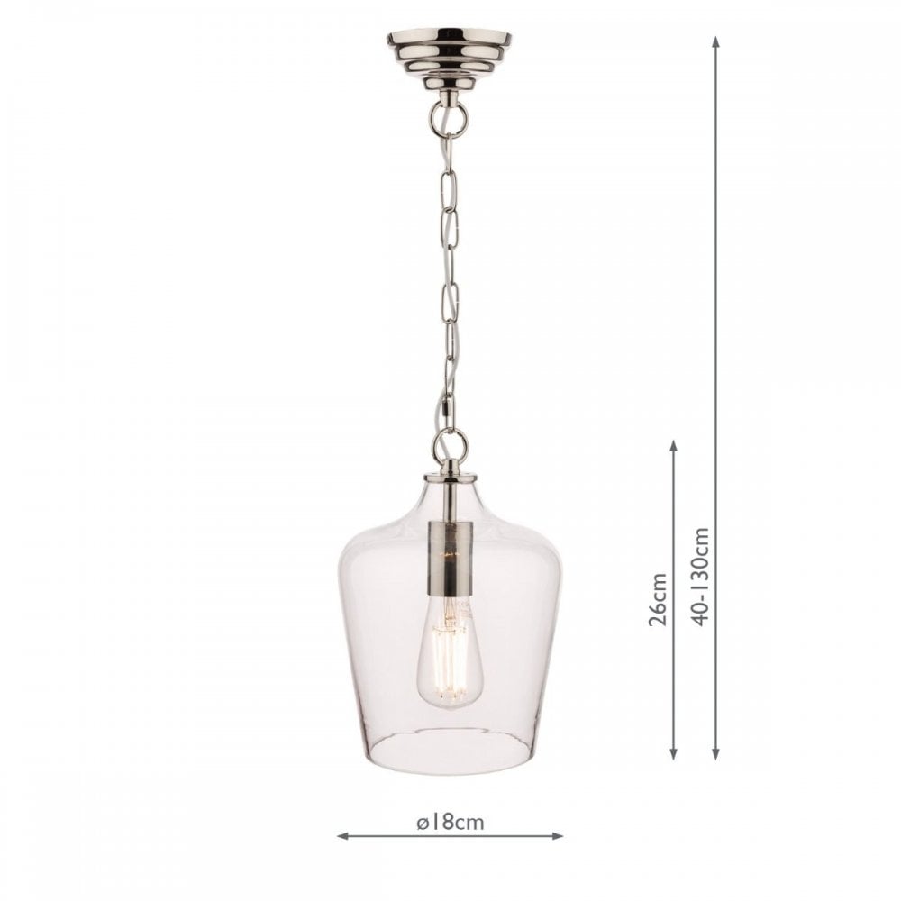 Ockley Polished Chrome & Glass Pendant