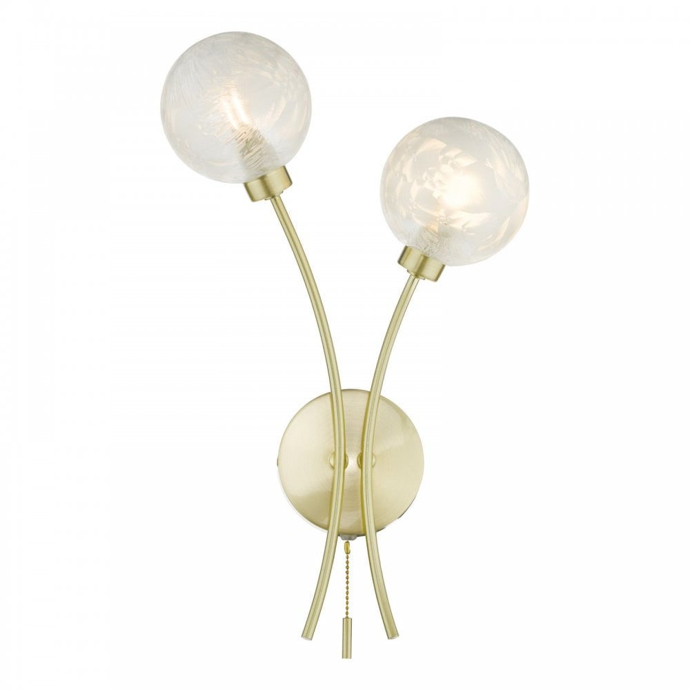 Avari 2 Light Wall Fitting in Satin Brass Finish
