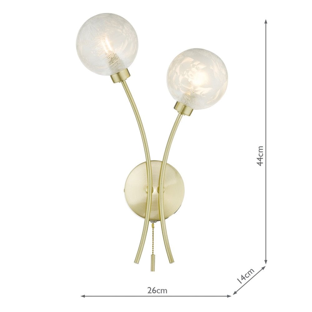 Avari 2 Light Wall Fitting in Satin Brass Finish