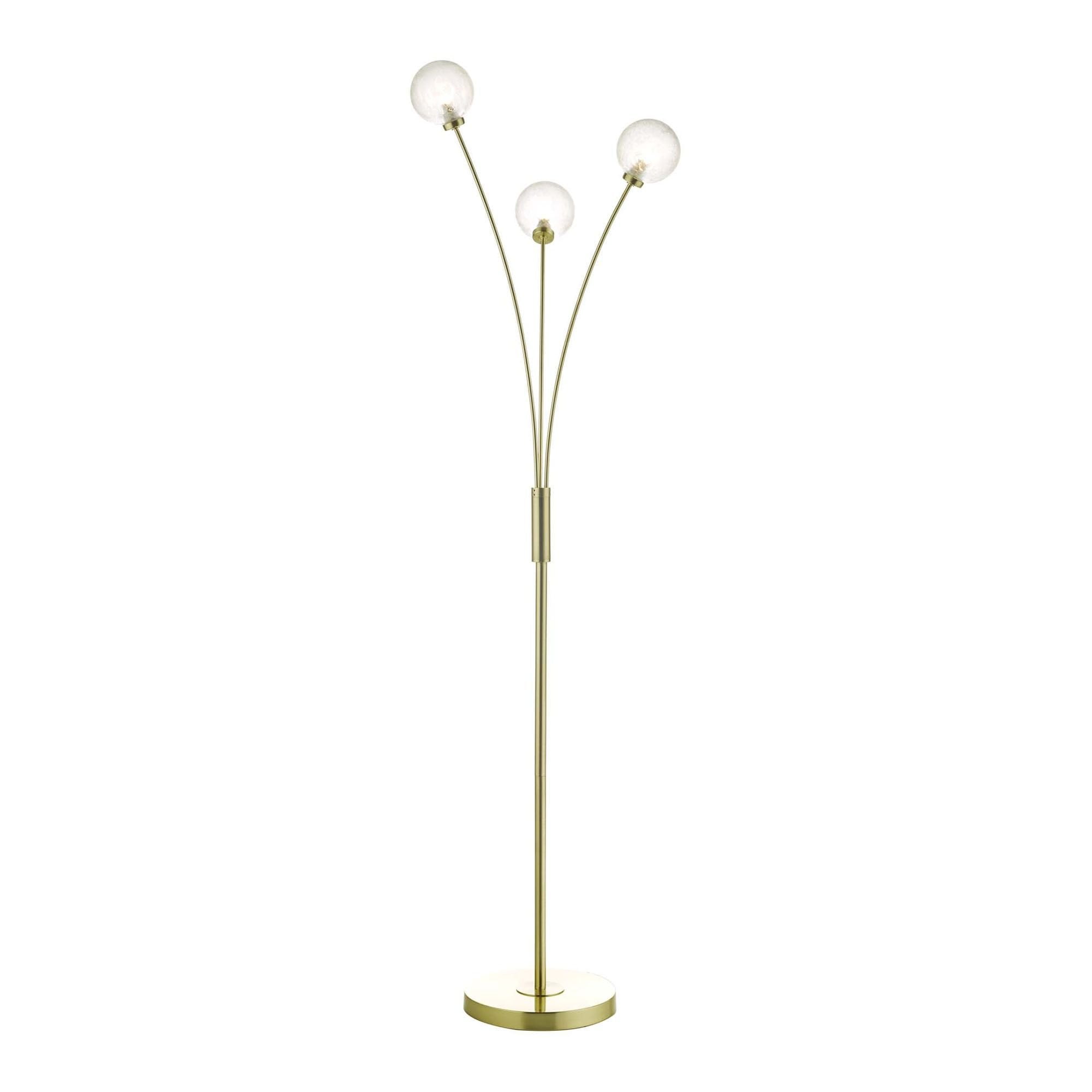 Avari 3 Light Floor Lamp Satin Brass & Frosted Glass
