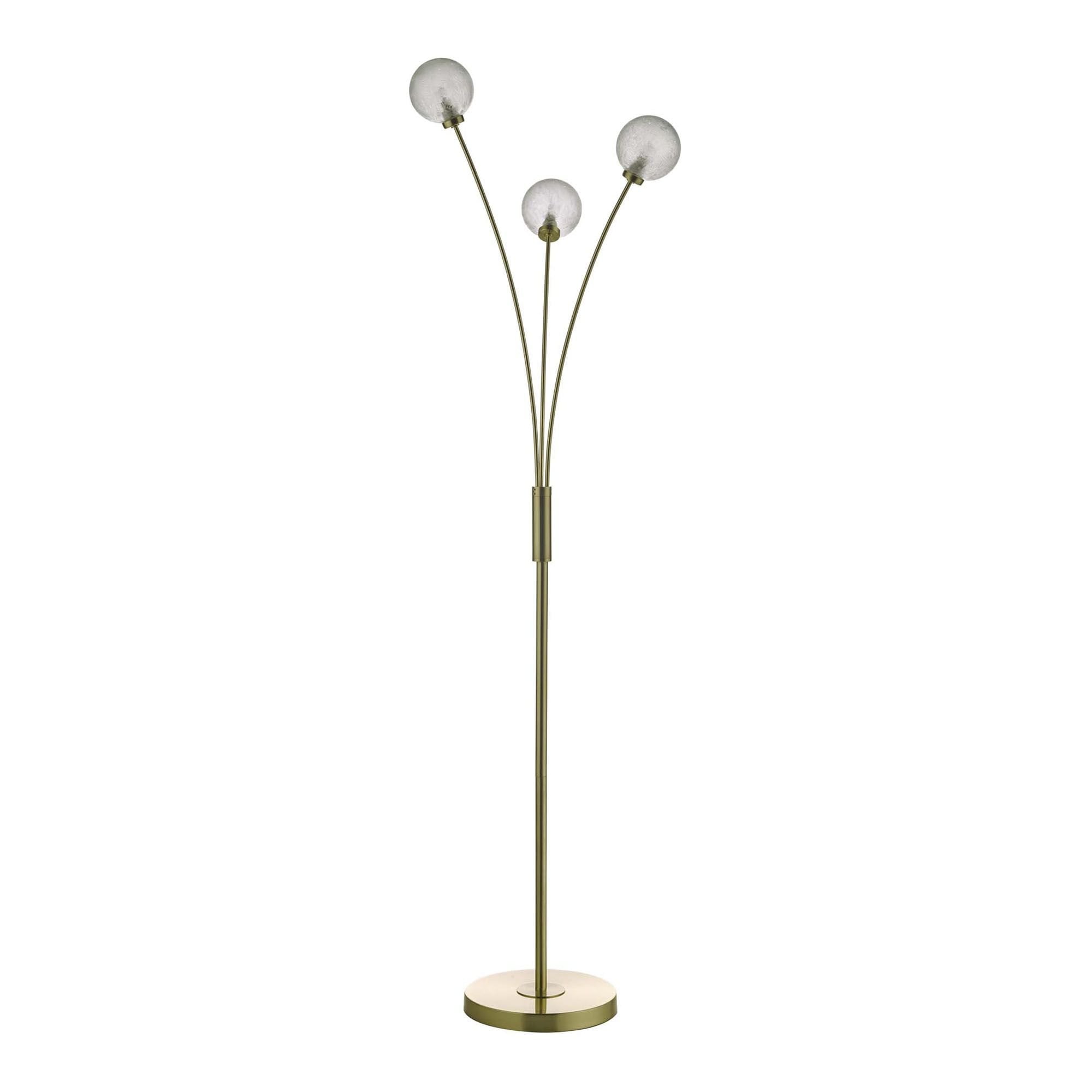 Avari 3 Light Floor Lamp Satin Brass & Frosted Glass