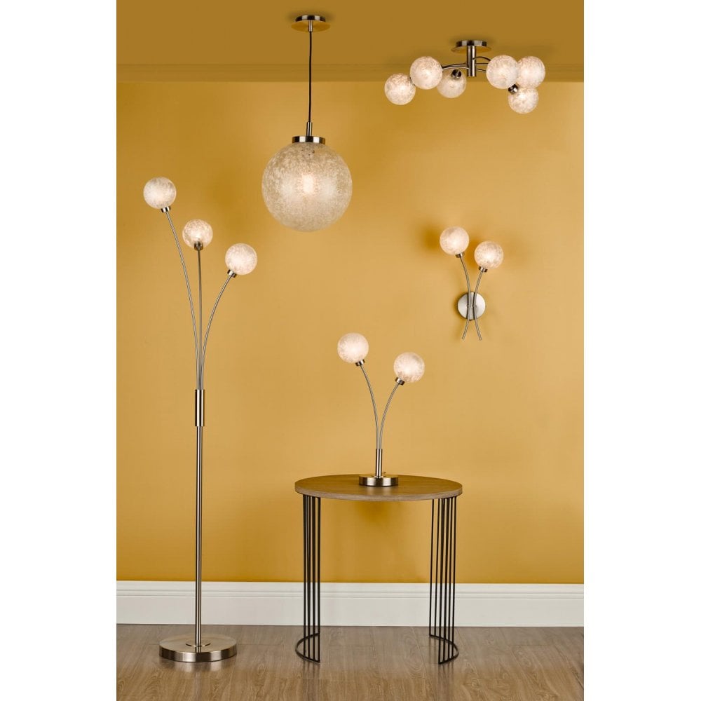 Avari 6 Light Semi Flush Satin Nickel & Frosted Glass