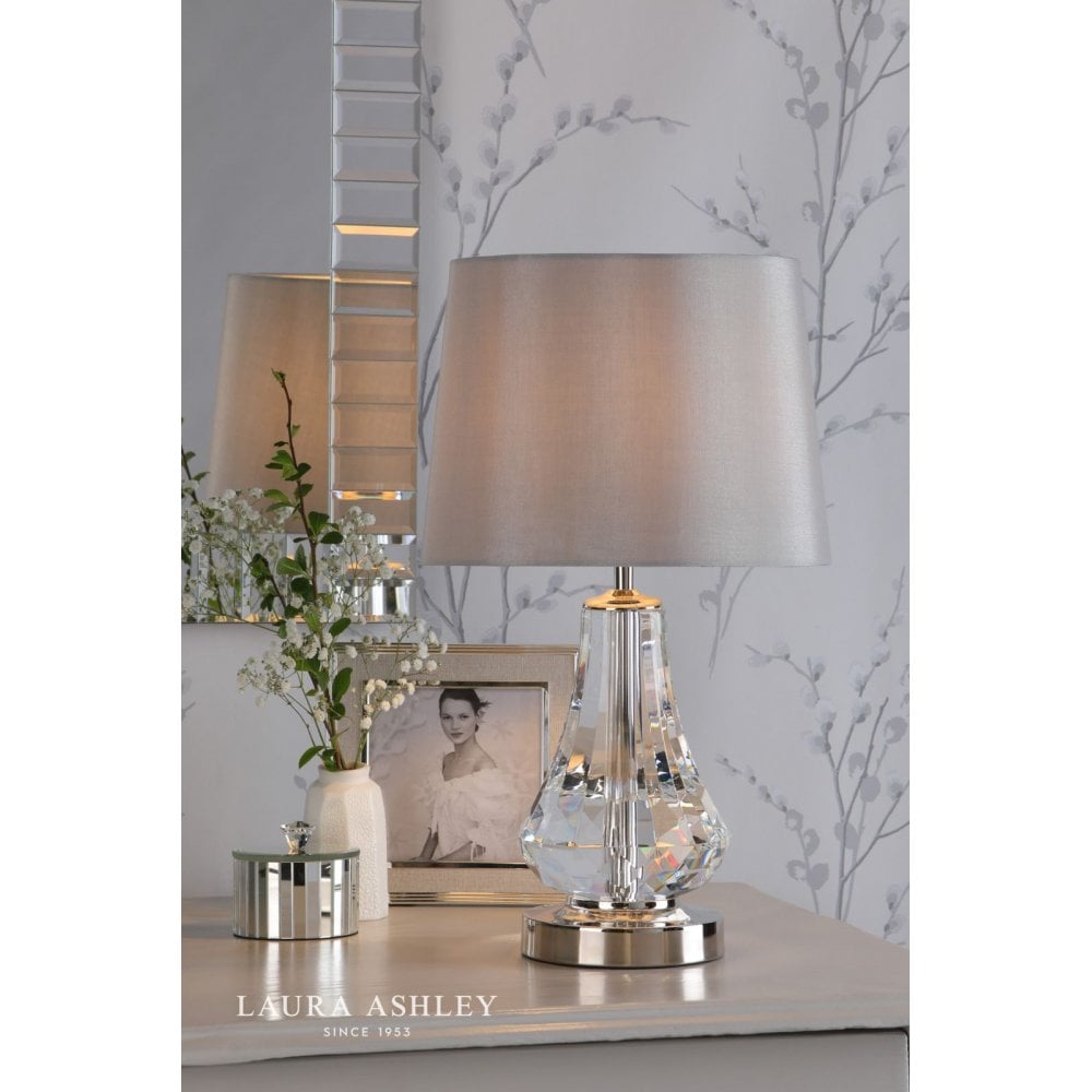 Humby Polished Nickle & Crystal Touch Table C/W Shade