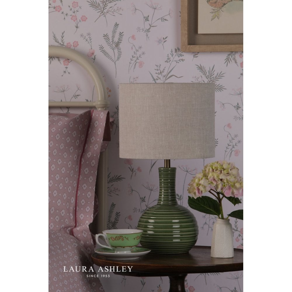 Padley Table Lamp in Rippled Green Ceramic & Antique Brass C/W Shade