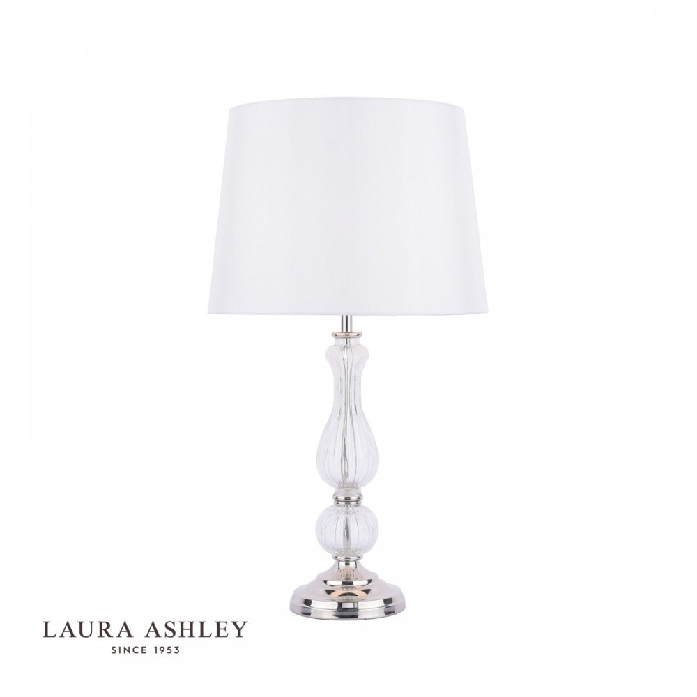 Bradshaw Table Lamp Polished Nickel & Ribbed Glass With Shade