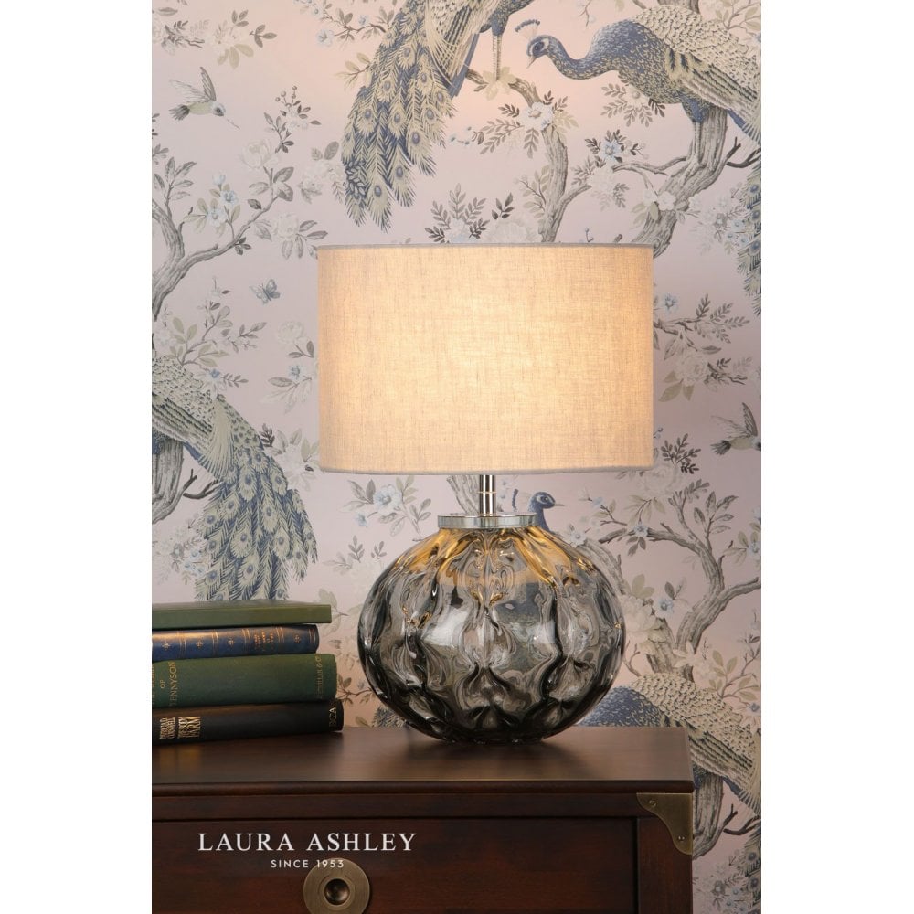 Elderdale Table Lamp Smoked Glass & Polished Chrome C/W Shade