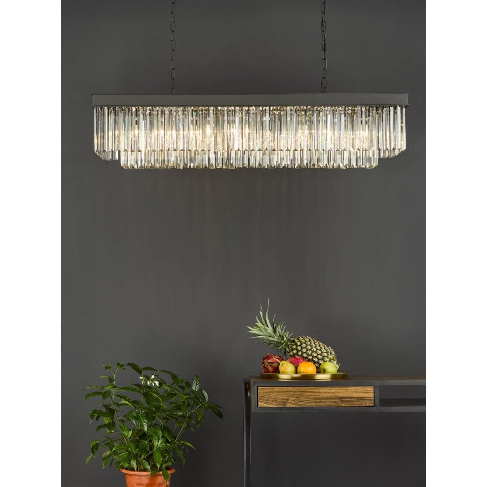 Celeus 6 Light Crystal Bar Pendant in Anthracite