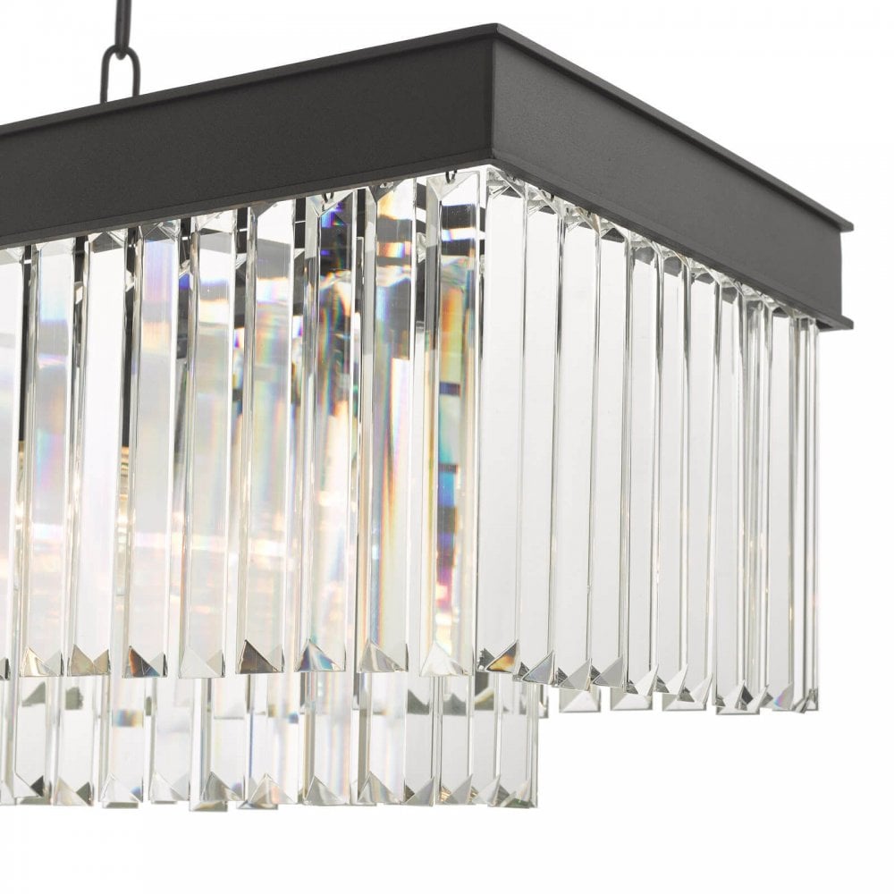 Celeus 6 Light Crystal Bar Pendant in Anthracite