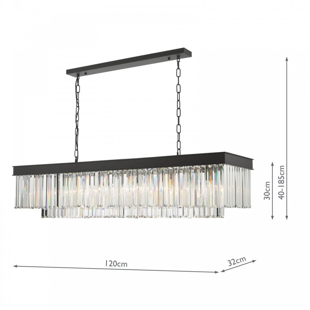 Celeus 6 Light Crystal Bar Pendant in Anthracite