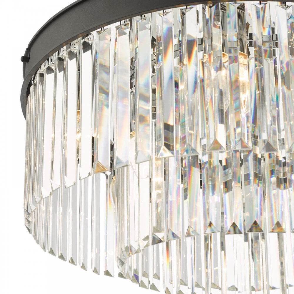 Celeus 6 Light Crystal Flush Fitting in Matt Anthracite