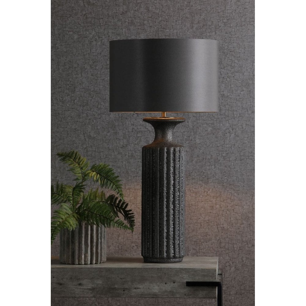 Dugan Black Volcanic Glaze Table Lamp C/W Shade
