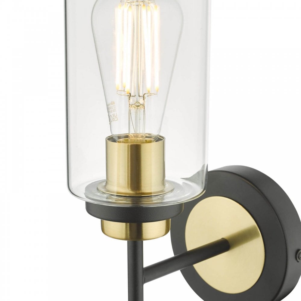 Abel Wall Light in Satin Black & Brass Finish