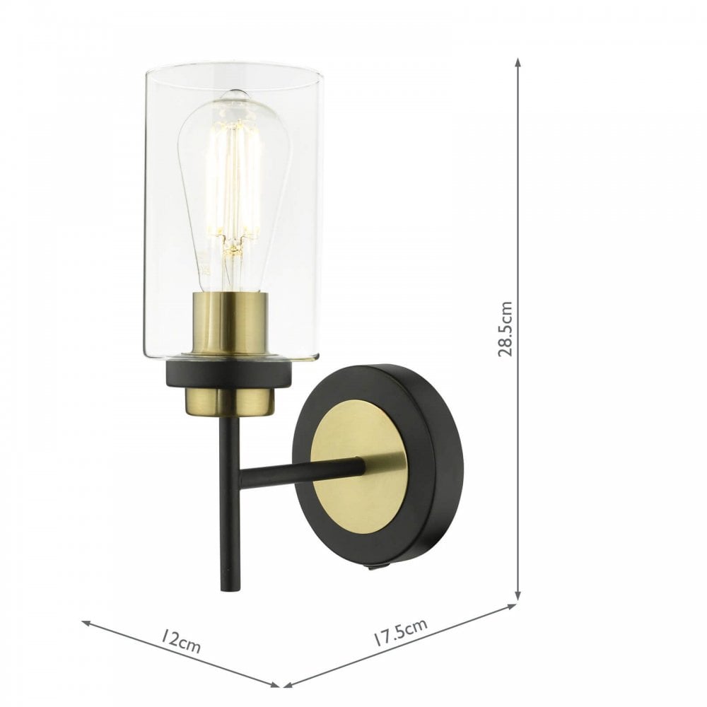 Abel Wall Light in Satin Black & Brass Finish