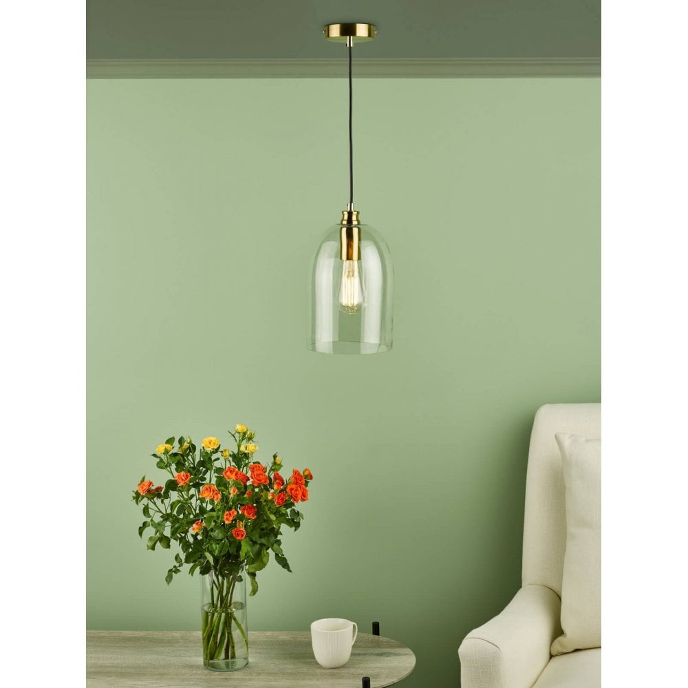 Archie Pendant in Satin Bronze & Clear Glass Finish
