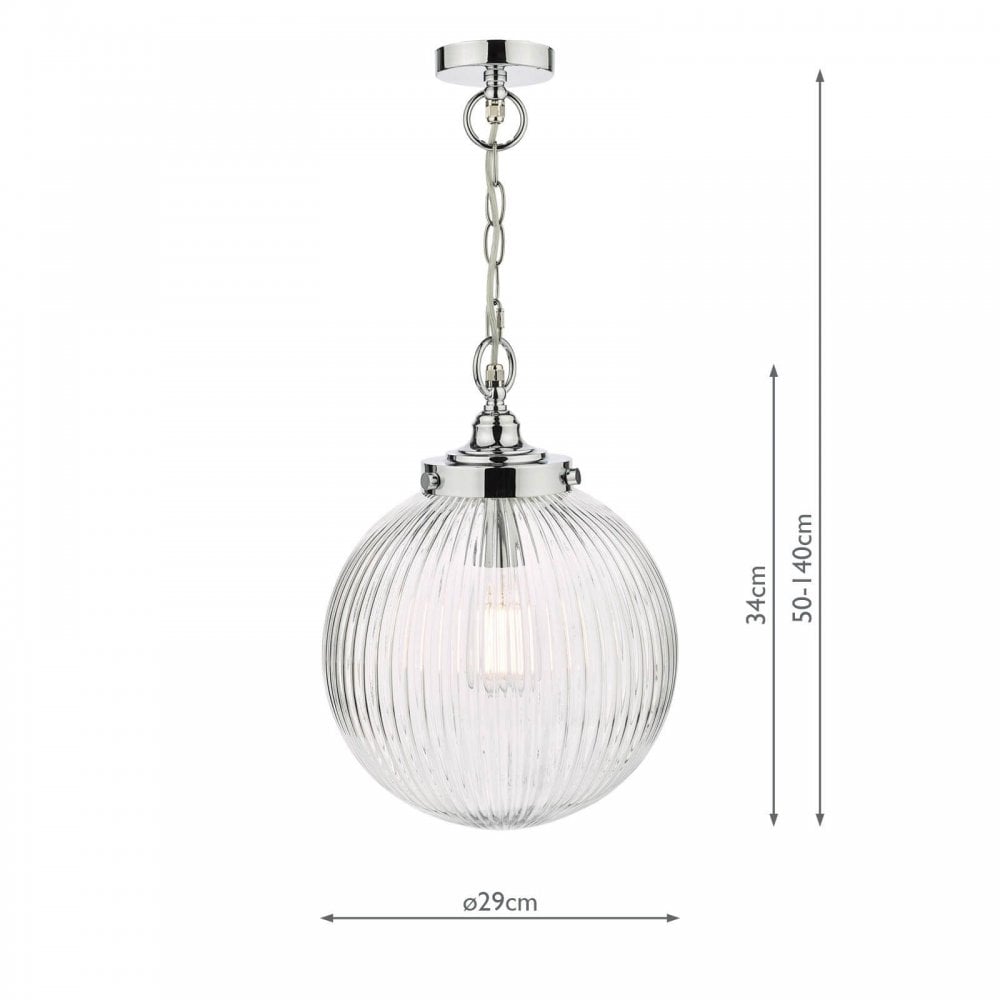 Tamara Pendant in Polished Chrome with Ribbed Glass IP44