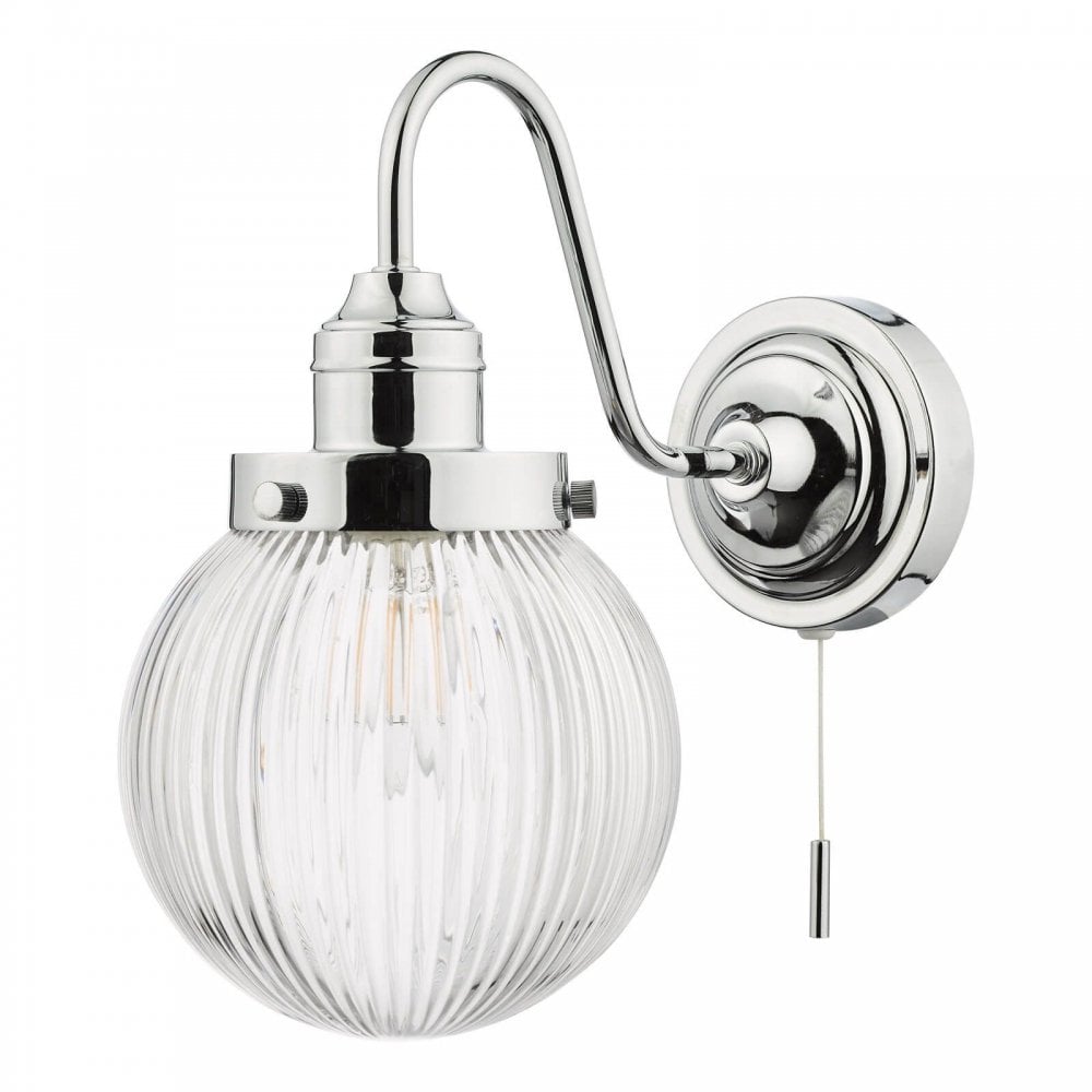 Tamara Wall Light in Polished Chrome with Ribbed Glass IP44