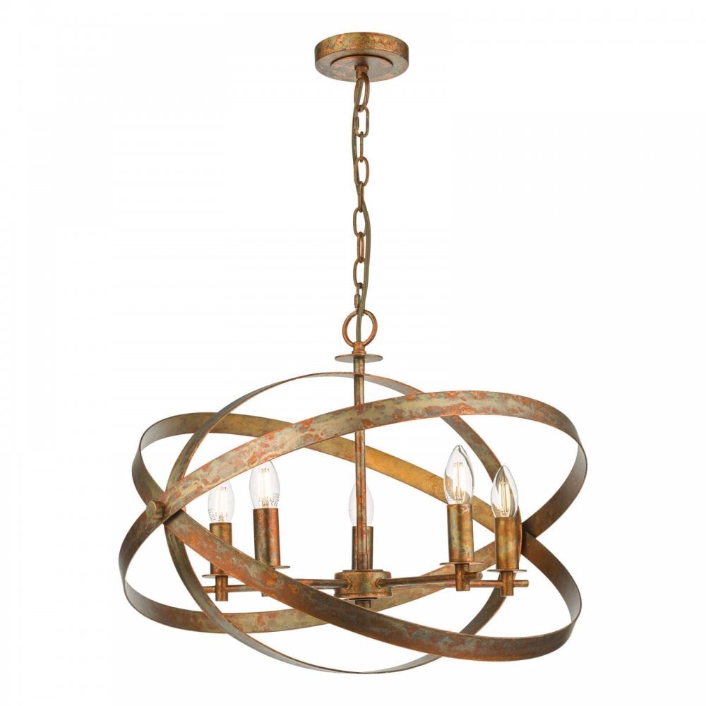 Nitya 5 Light Pendant in Mottled Copper Finish