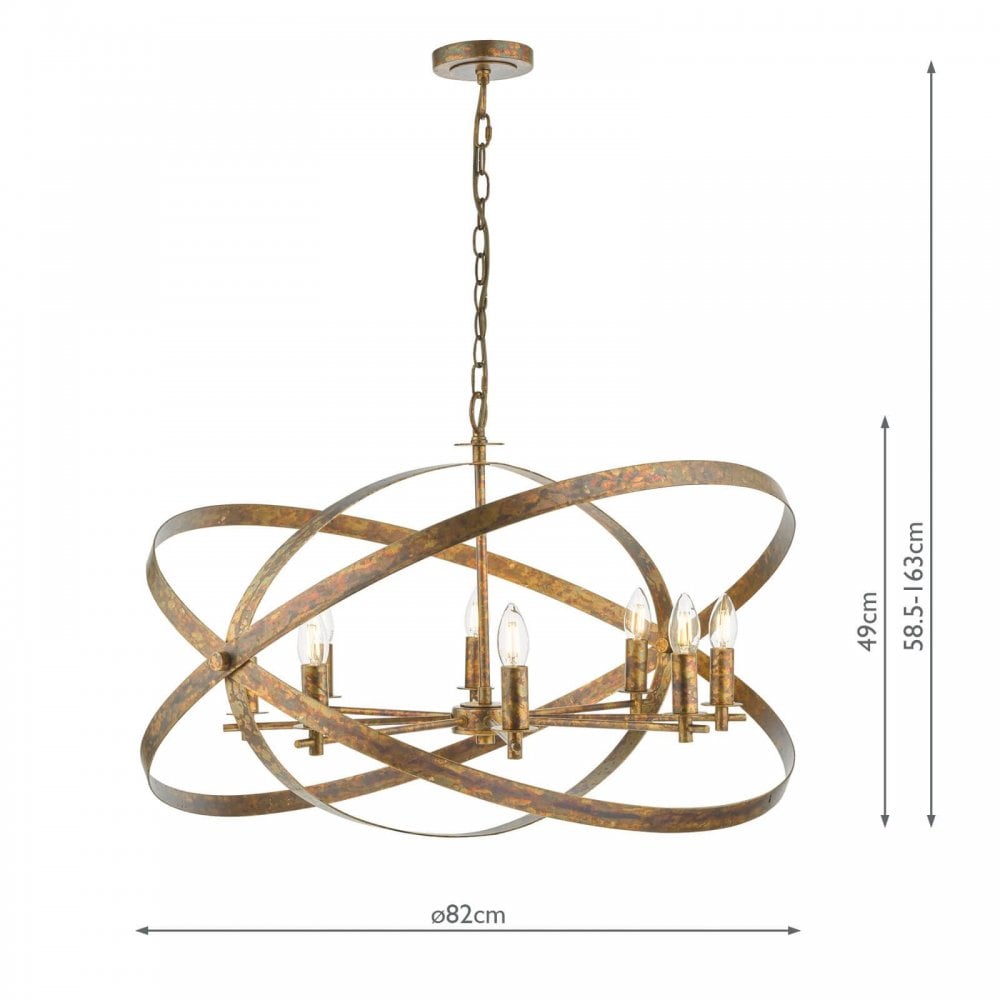 Nitya 8 Light Pendant in Mottled Copper Finish