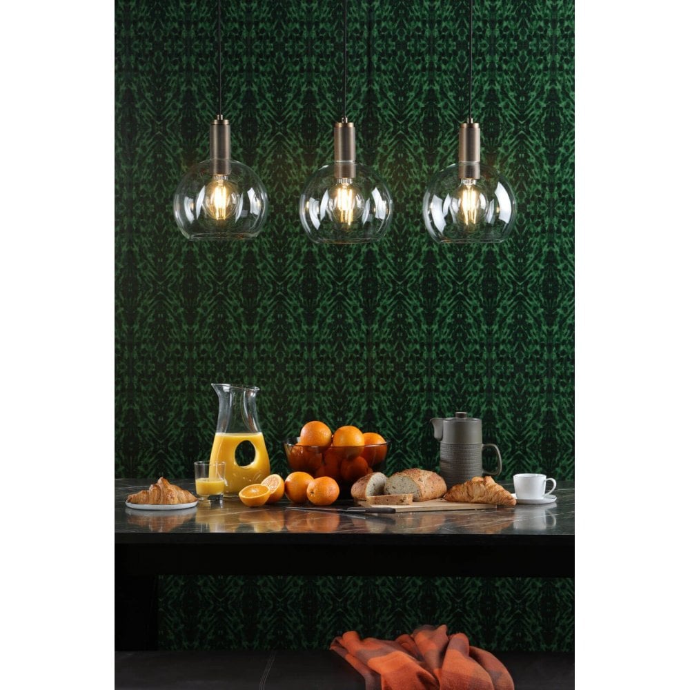 Nikolas Solid Brass Pendant C/W Round Clear Glass Shade