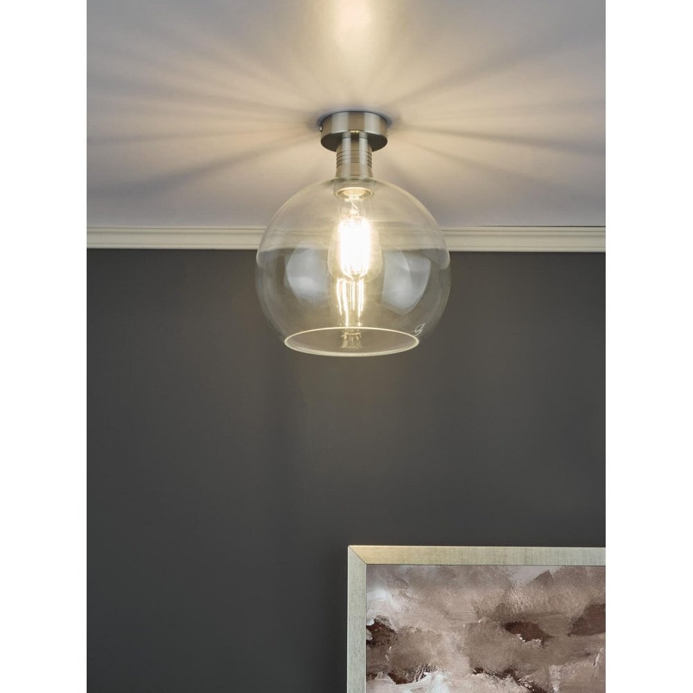 Emerson Semi Flush Antique Chrome Round Clear Glass