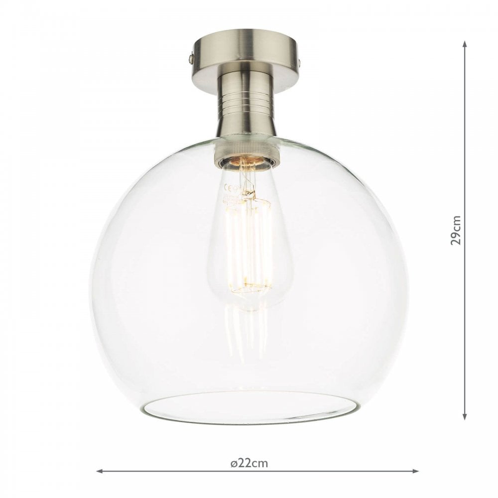 Emerson Semi Flush Antique Chrome Round Clear Glass