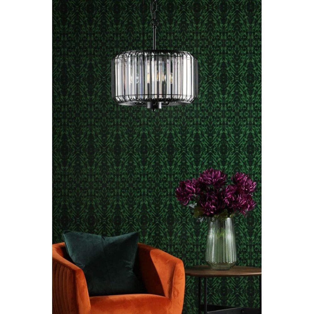 Naeva 3 Light Pendant in Satin Black Finish