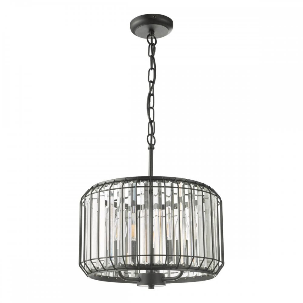 Naeva 3 Light Pendant in Satin Black Finish