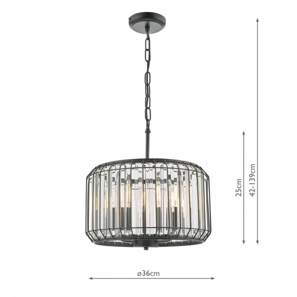 Naeva 3 Light Pendant in Satin Black Finish
