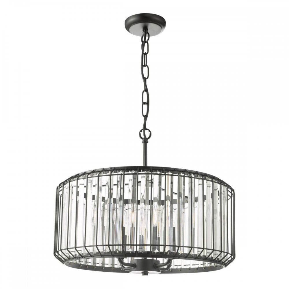 Naeva 4 Light Pendant in Satin Black Finish