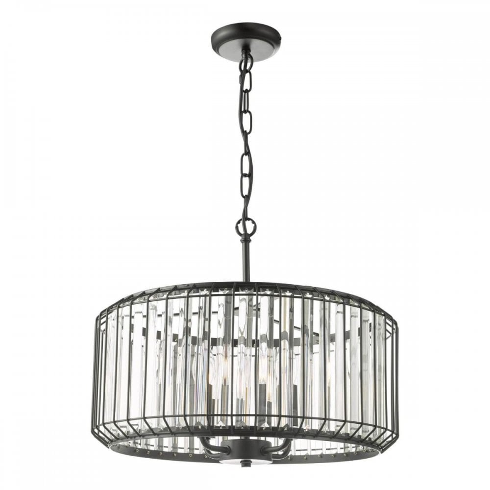 Naeva 4 Light Pendant in Satin Black Finish