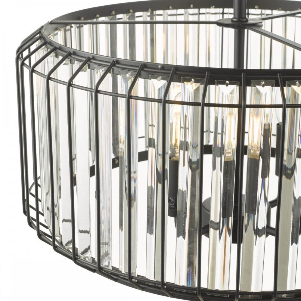 Naeva 4 Light Pendant in Satin Black Finish