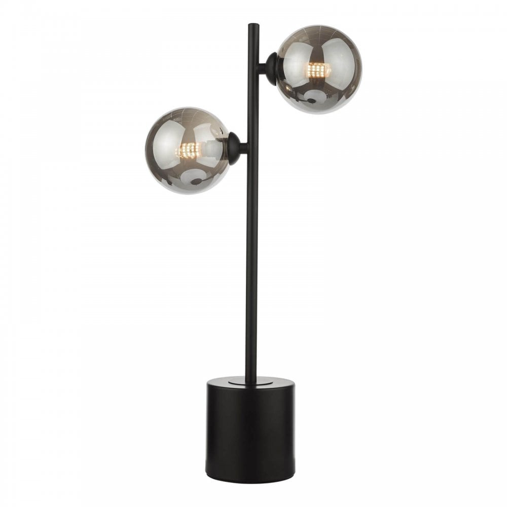 Spiral 6 Light Matt Black Table Lamp with Smoked Glass