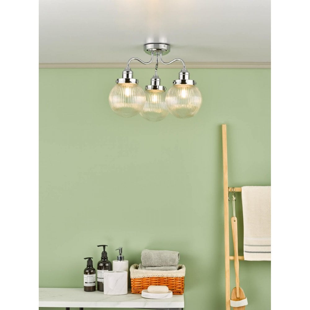 Tamara 3 Light Semi Flush in Polished Chrome IP44