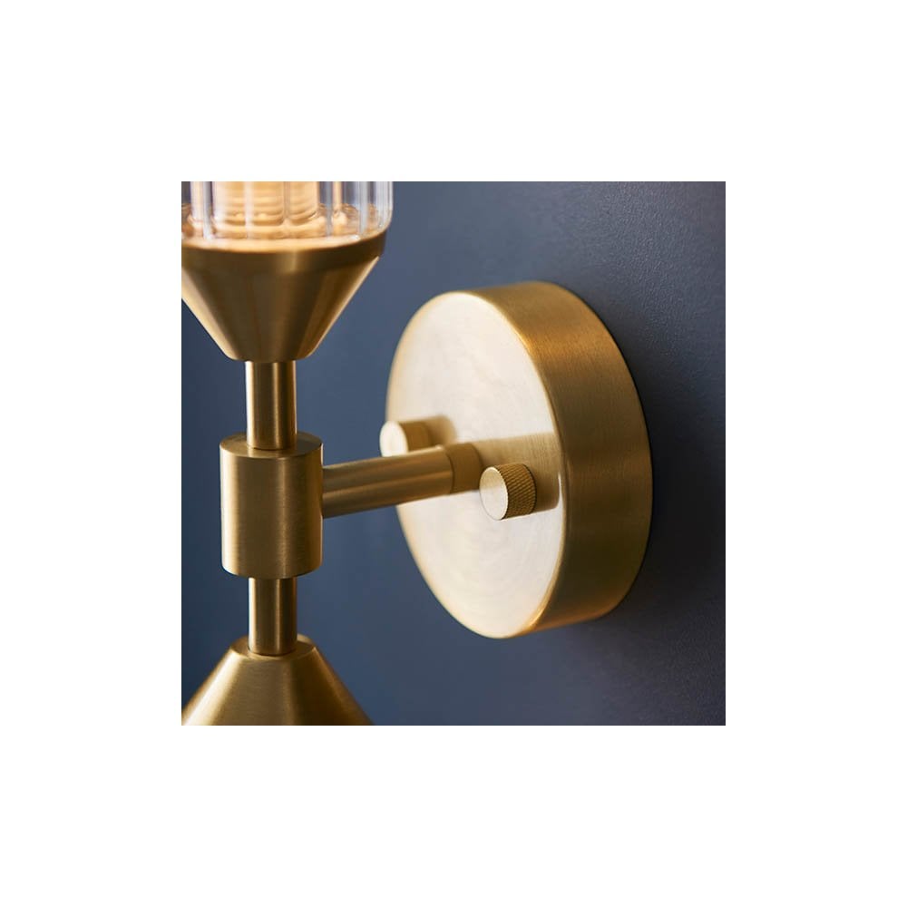 Sally Ribbed & Frosted Satin Brass Double Wall Light