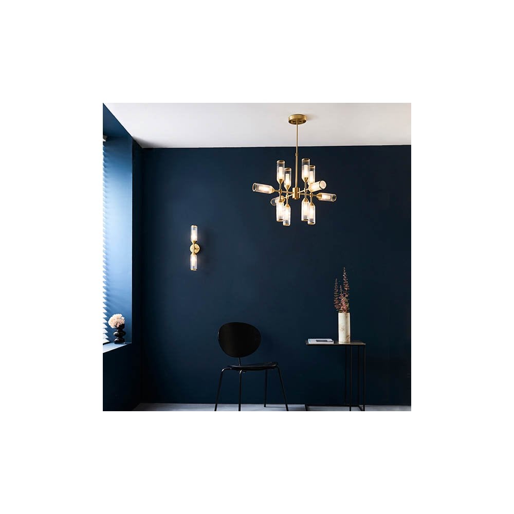 Sally Ribbed & Frosted Satin Brass Double Wall Light