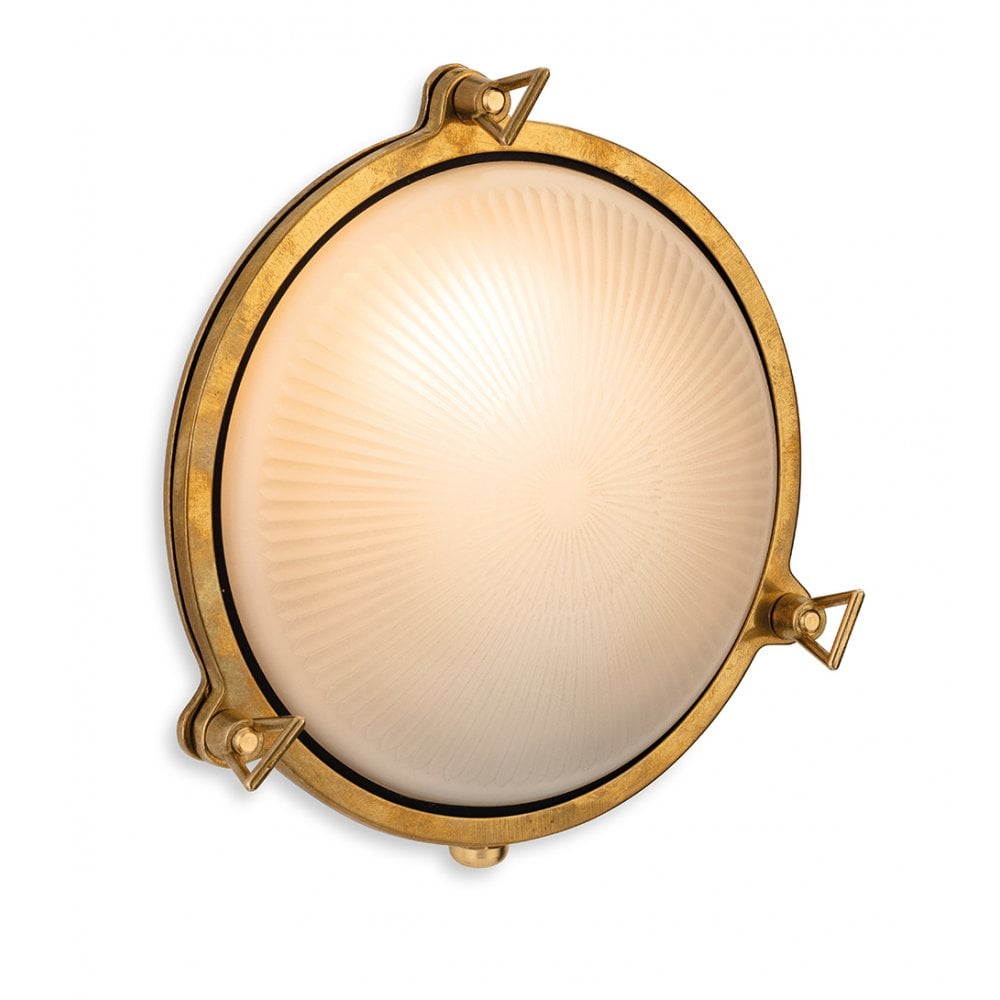Nautic Round Brass Wall Light IP64