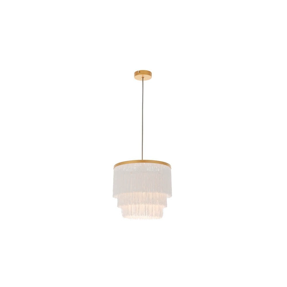 Gold & White Fringe Medium Pendant