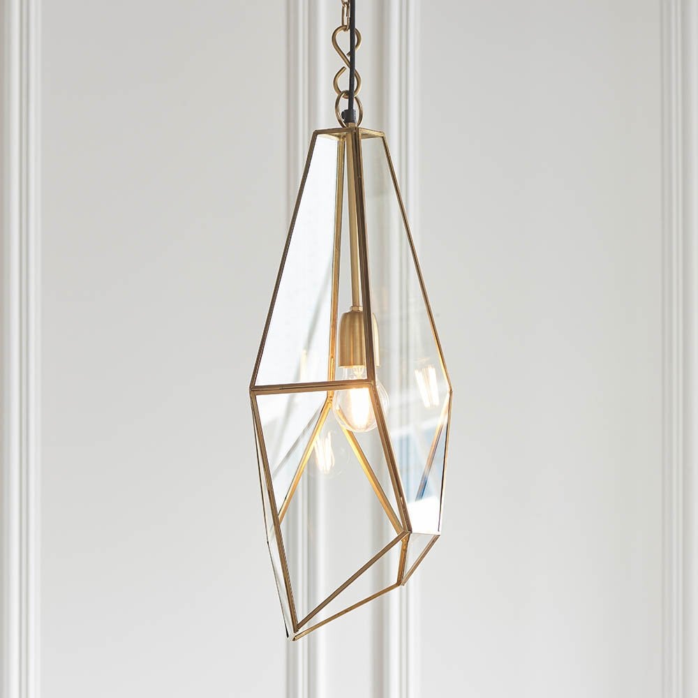 Avery Angled Cage Pendant in Antique Brass