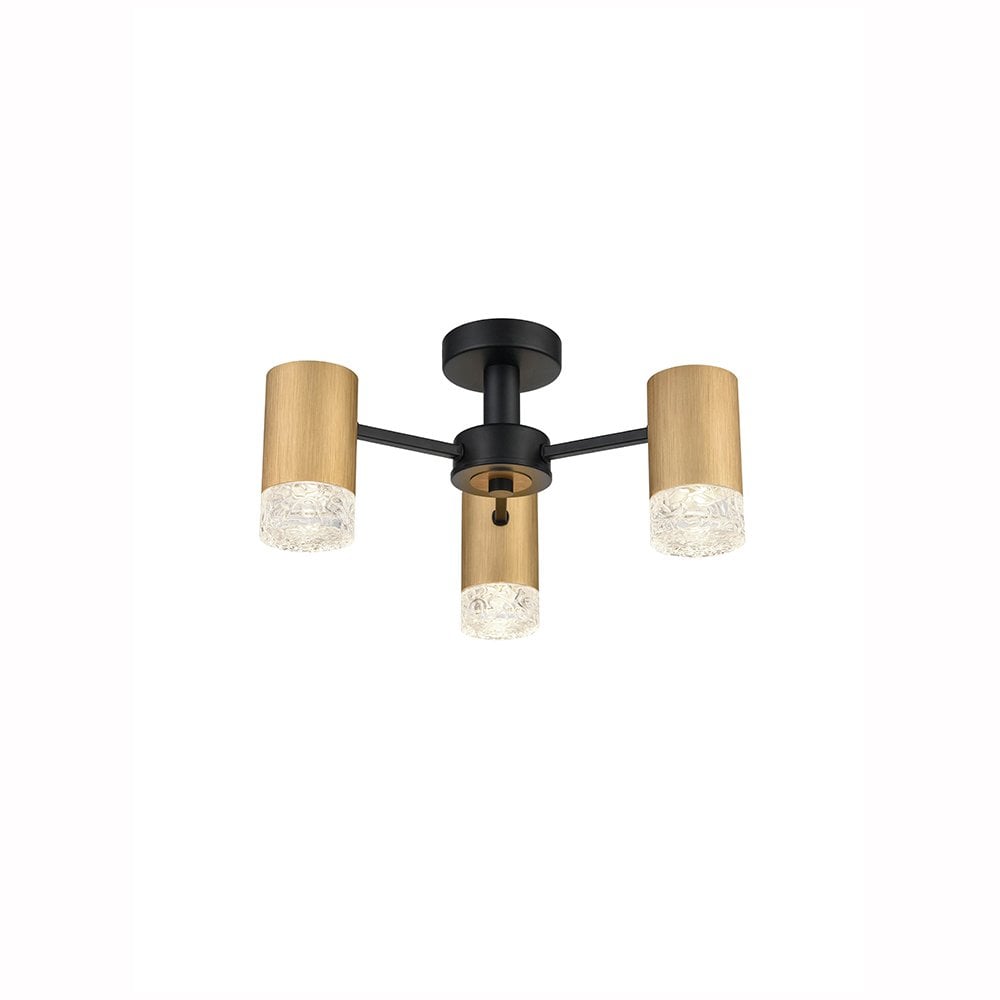 Cordelia Brushed Gold 3 Light Semi Flush Fitting