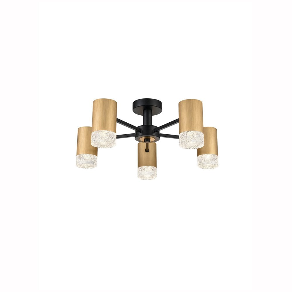 Cordelia Brushed Gold 5 Light Semi Flush Fitting