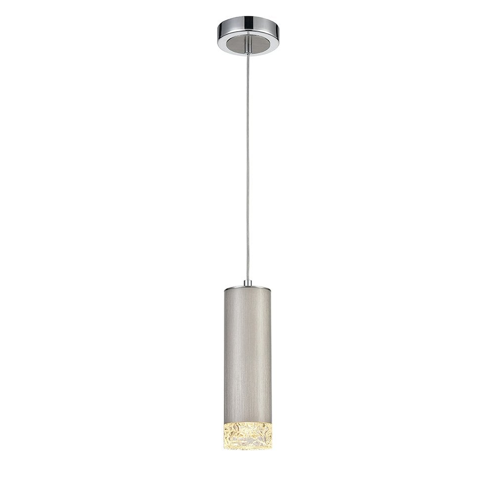 Cordelia Single Pendant in Satin Brushed Silver