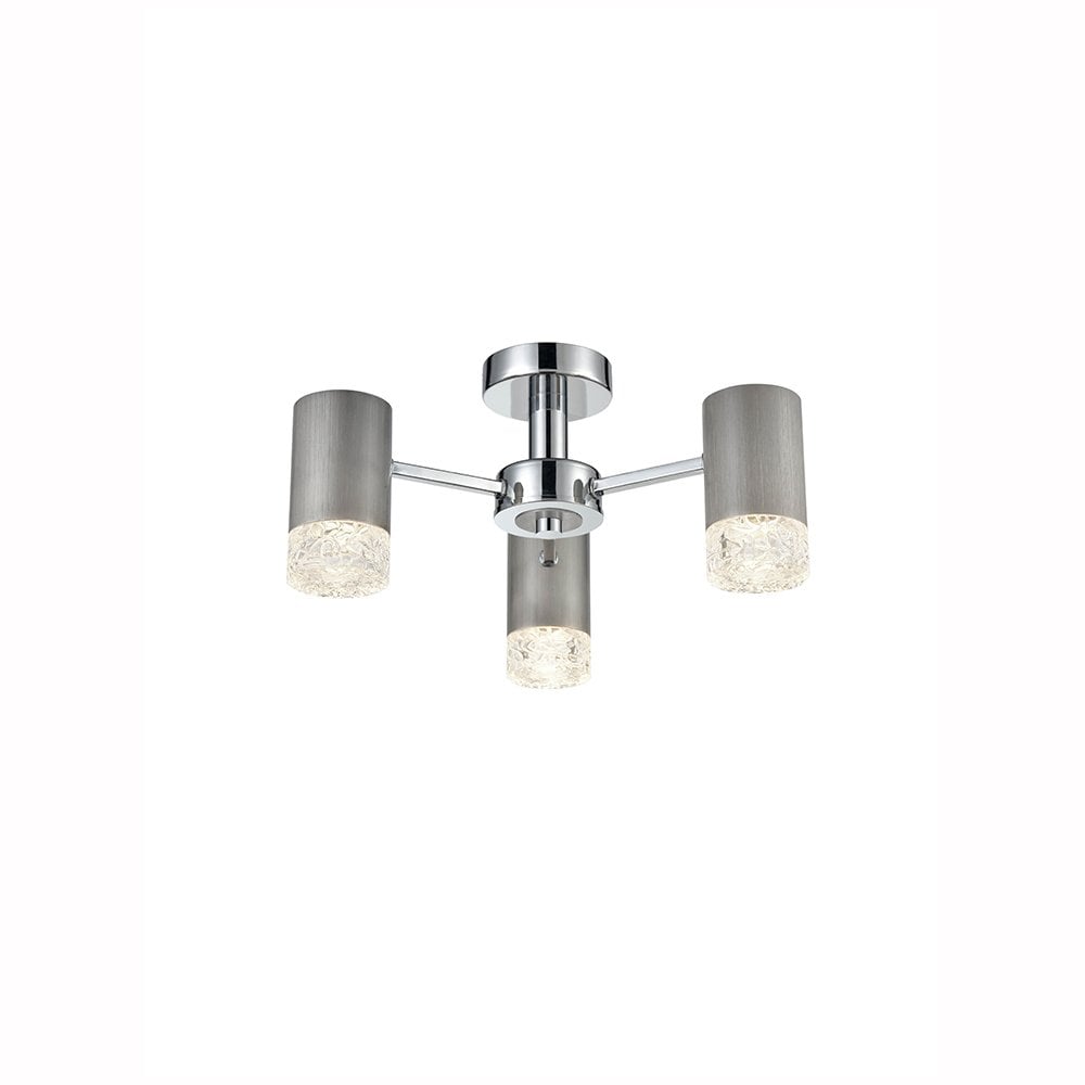 Cordelia Brushed Silver 3 Light Semi Flush Fitting